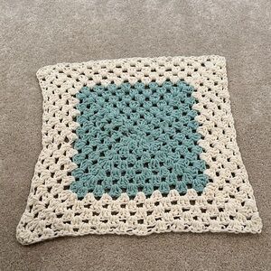 Handmade Cream and Green Crochet Baby Blanket
